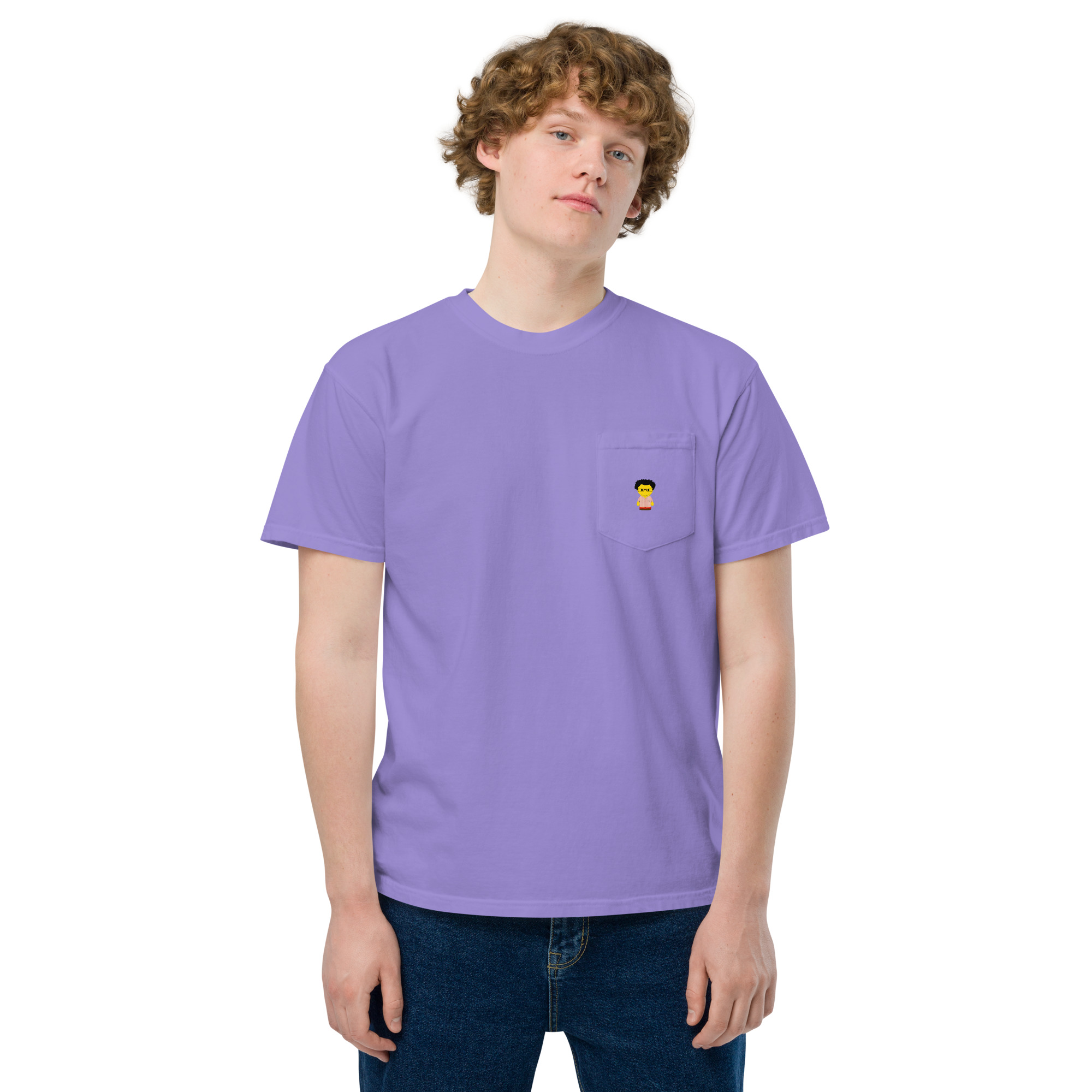 T-shirt teinté avec poche unisexe (CHECAR-LOGCC2-BEIRED1) – Image 58