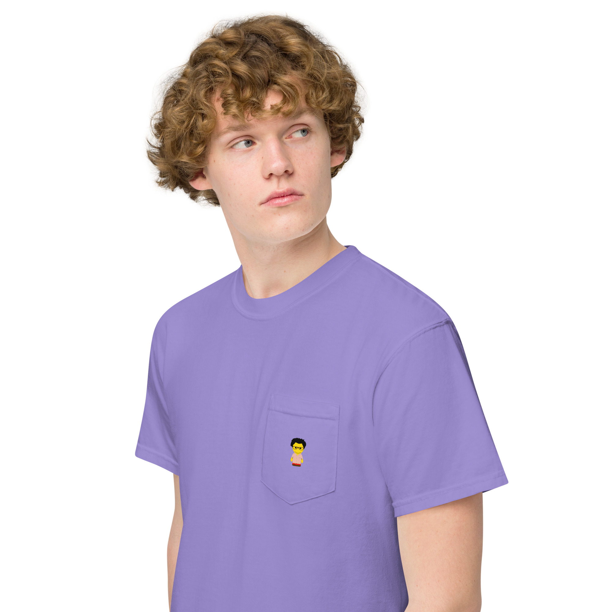 T-shirt teinté avec poche unisexe (CHECAR-LOGCC2-BEIRED1) – Image 61