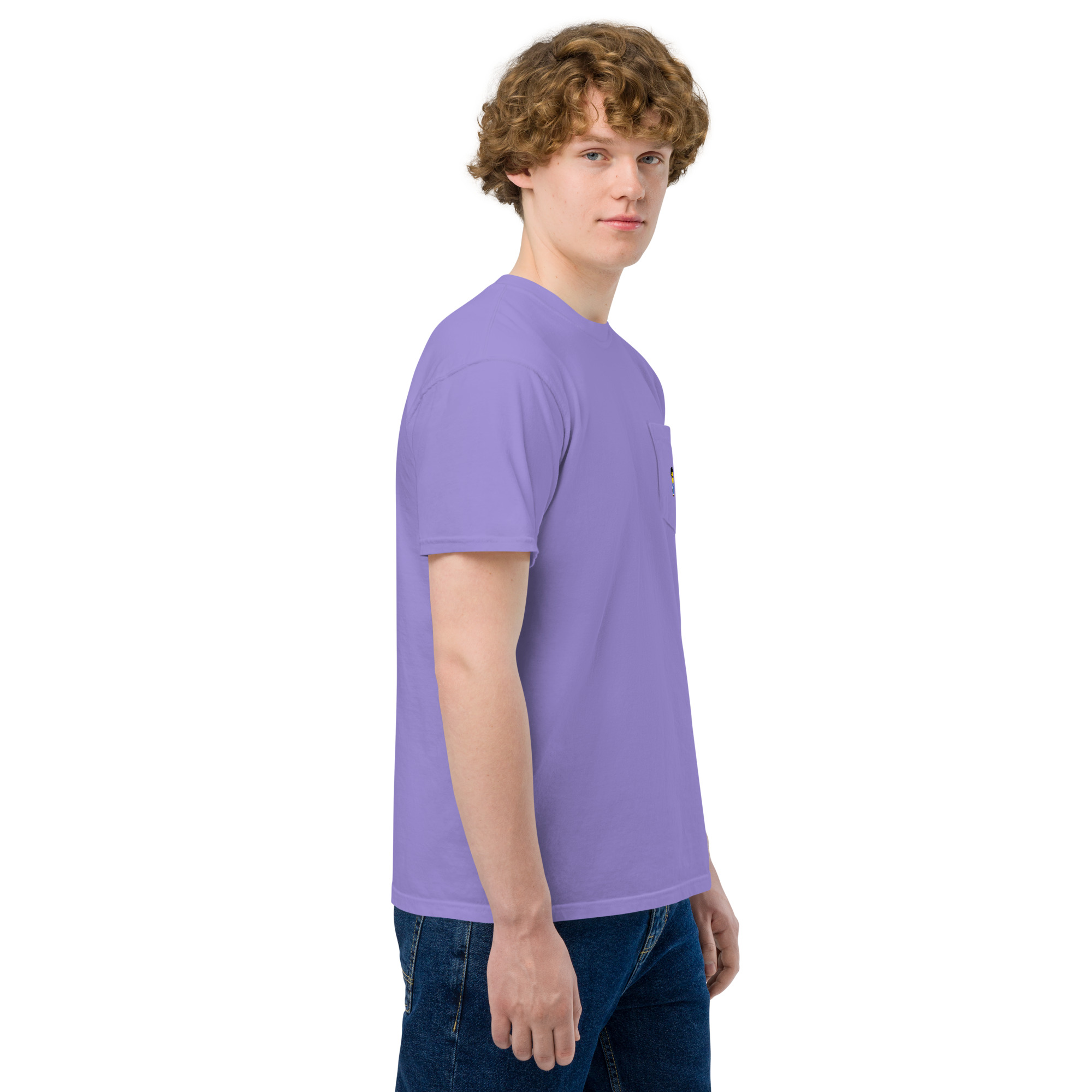 T-shirt teinté avec poche unisexe (COLCC2-LOG001-CIE001) – Image 63