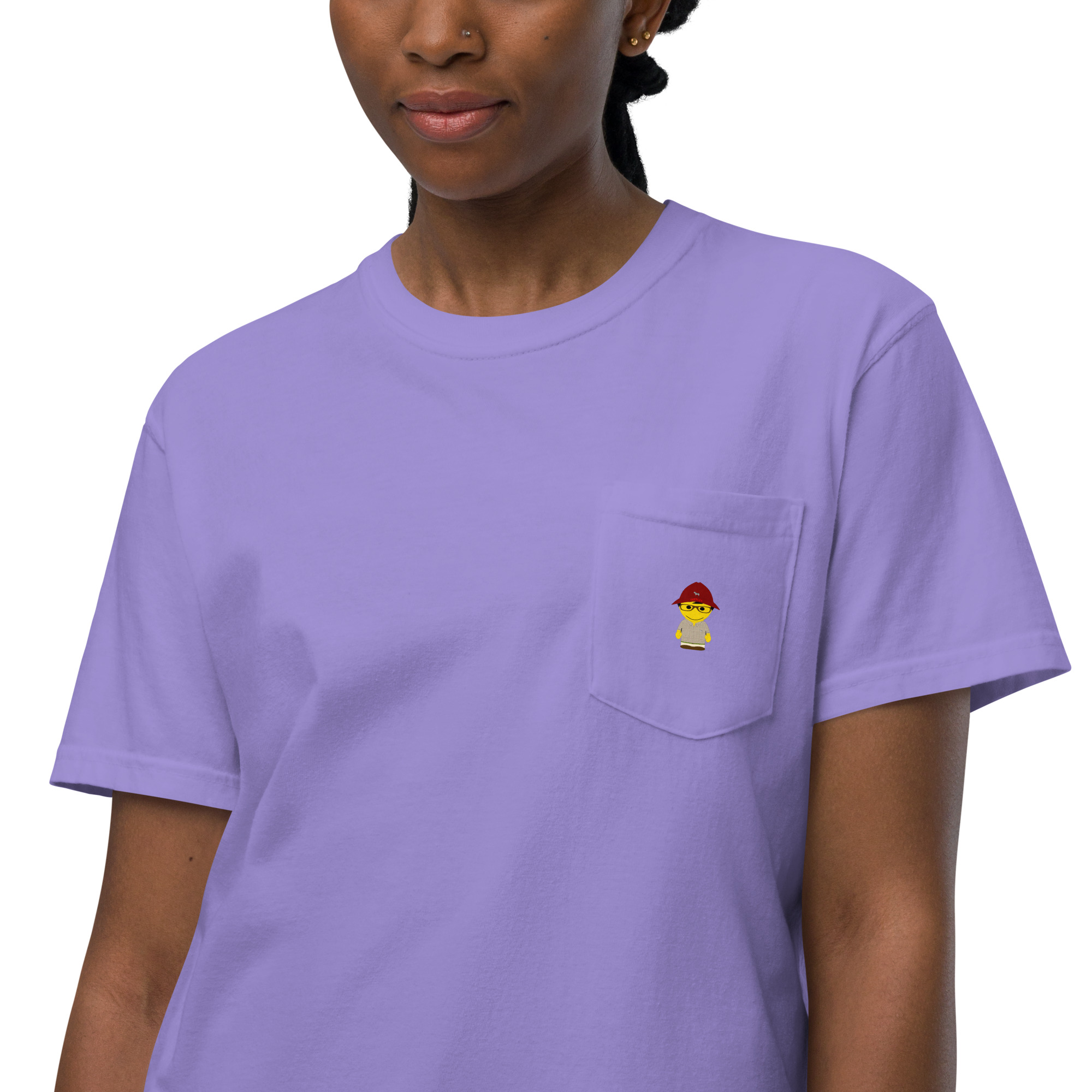 T-shirt teinté avec poche unisexe (CHECAR-LOGBOB-REDBDX1) – Image 37