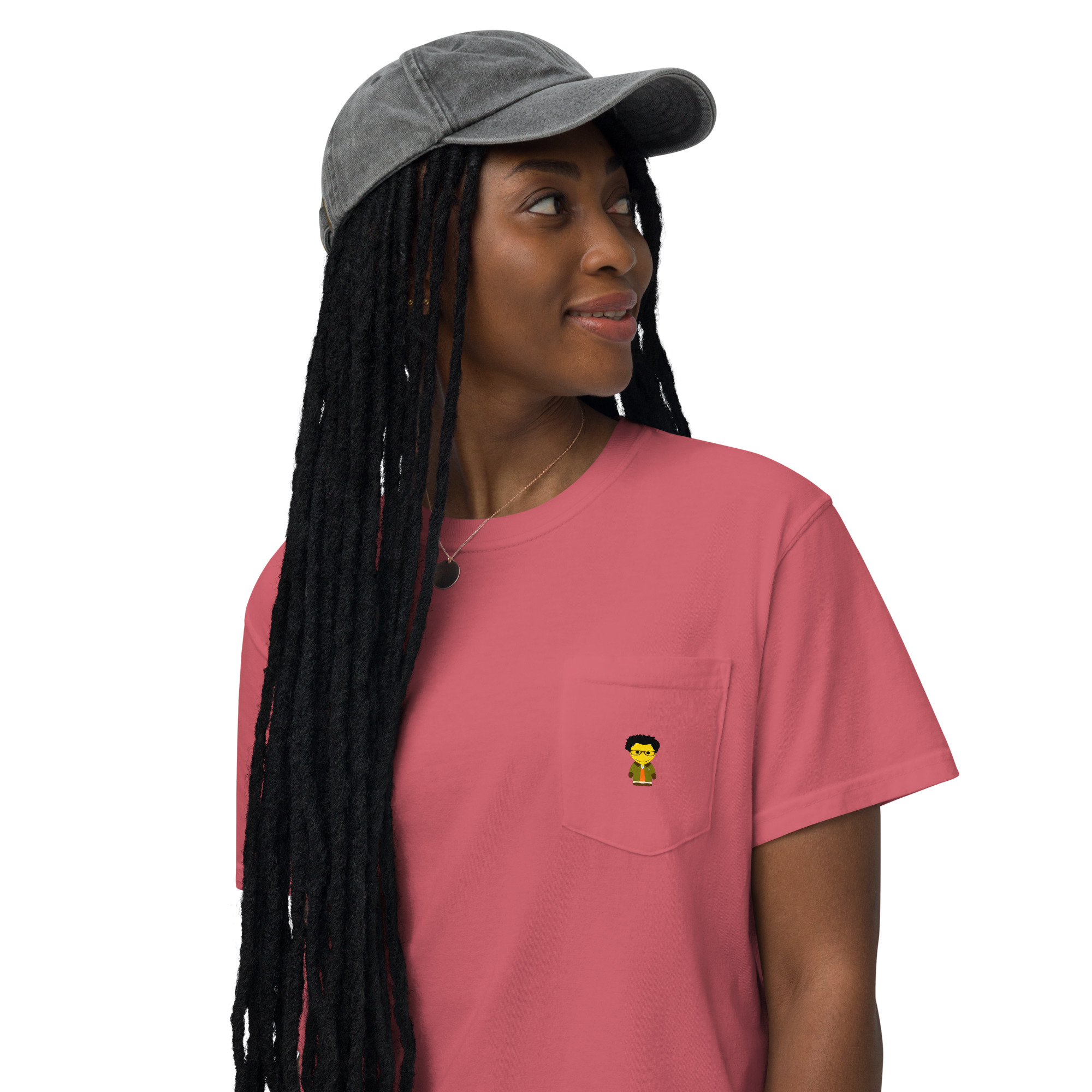 T-shirt teinté avec poche unisexe (BARVER-COVCC2-ORA003) – Image 7