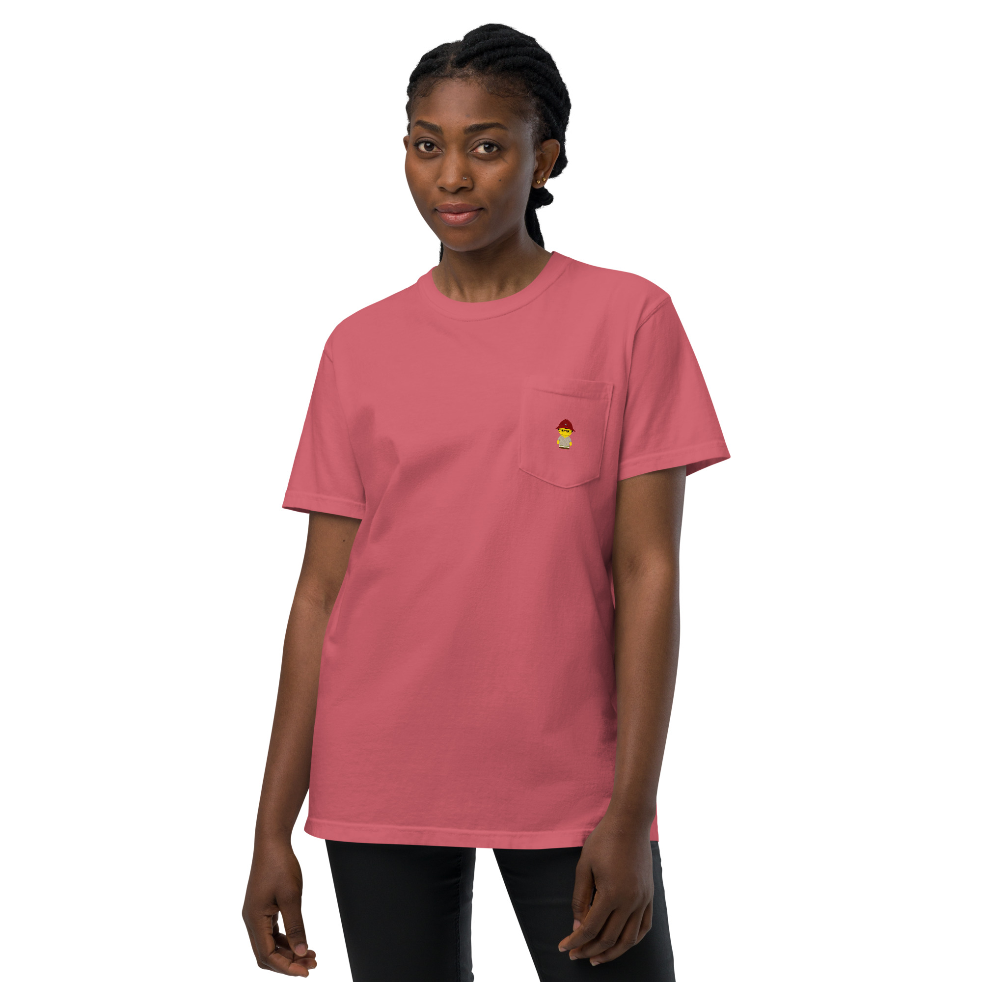 T-shirt teinté avec poche unisexe (CHECAR-LOGBOB-REDBDX1) – Image 26