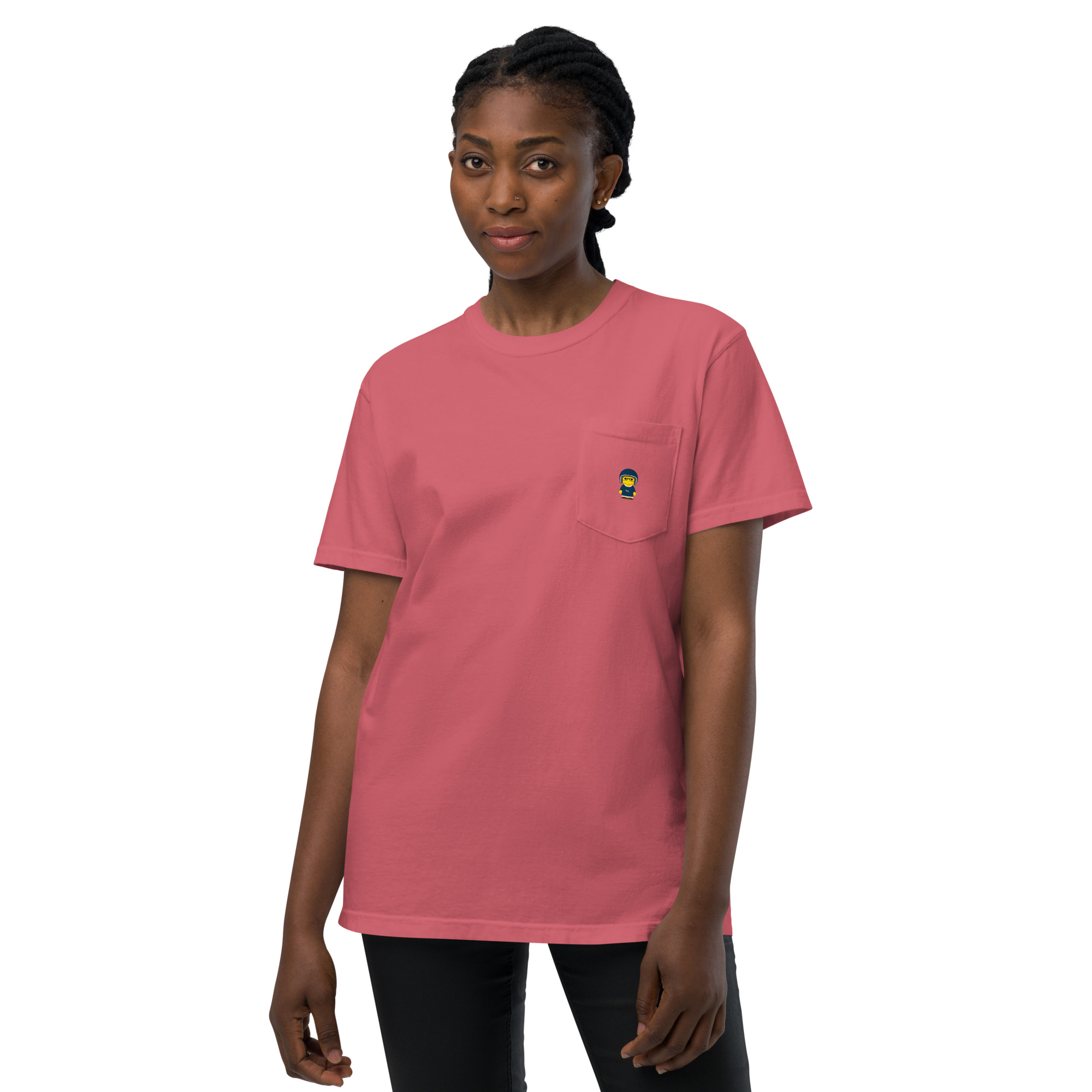 T-shirt teinté avec poche unisexe (CORBIK-LOGNAV-ROS001)