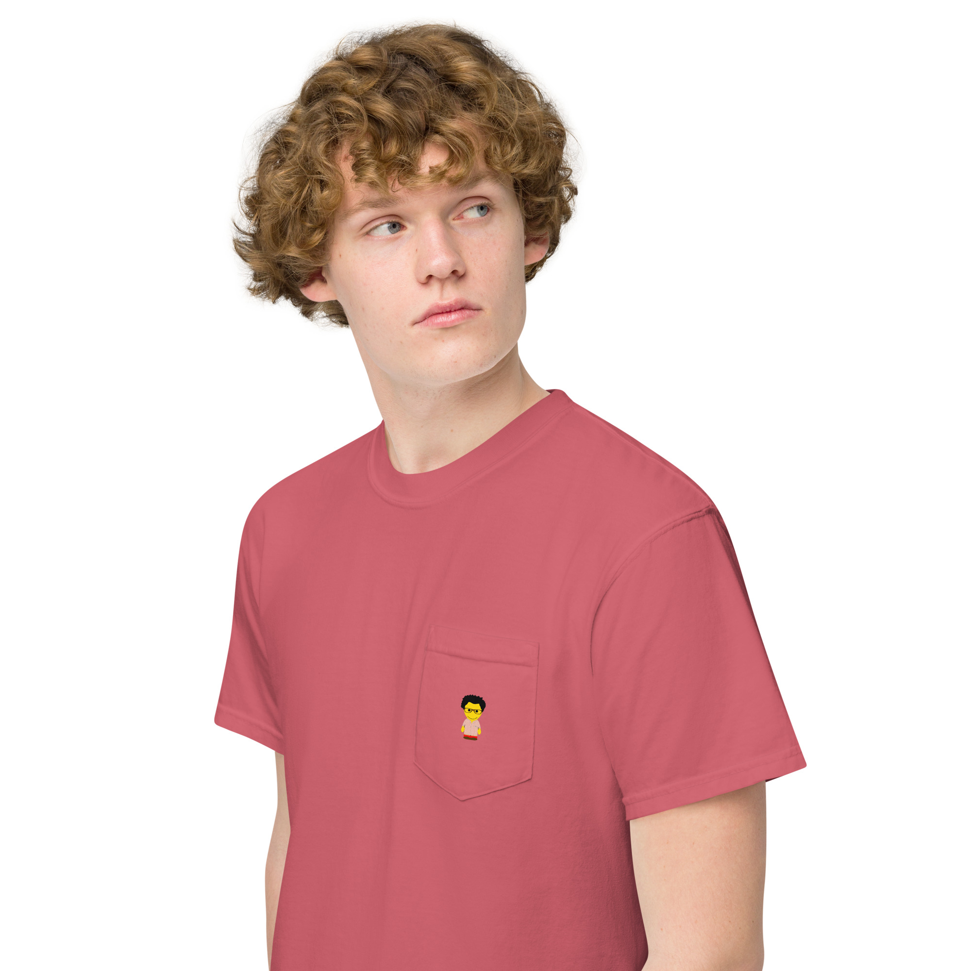 T-shirt teinté avec poche unisexe (CHECAR-LOGCC2-BEIRED1) – Image 45