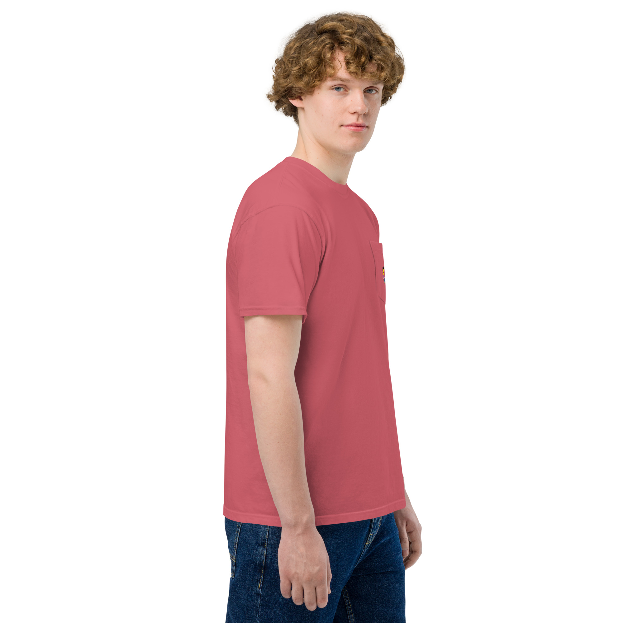 T-shirt teinté avec poche unisexe (COLCC2-LOG001-CIE001) – Image 47