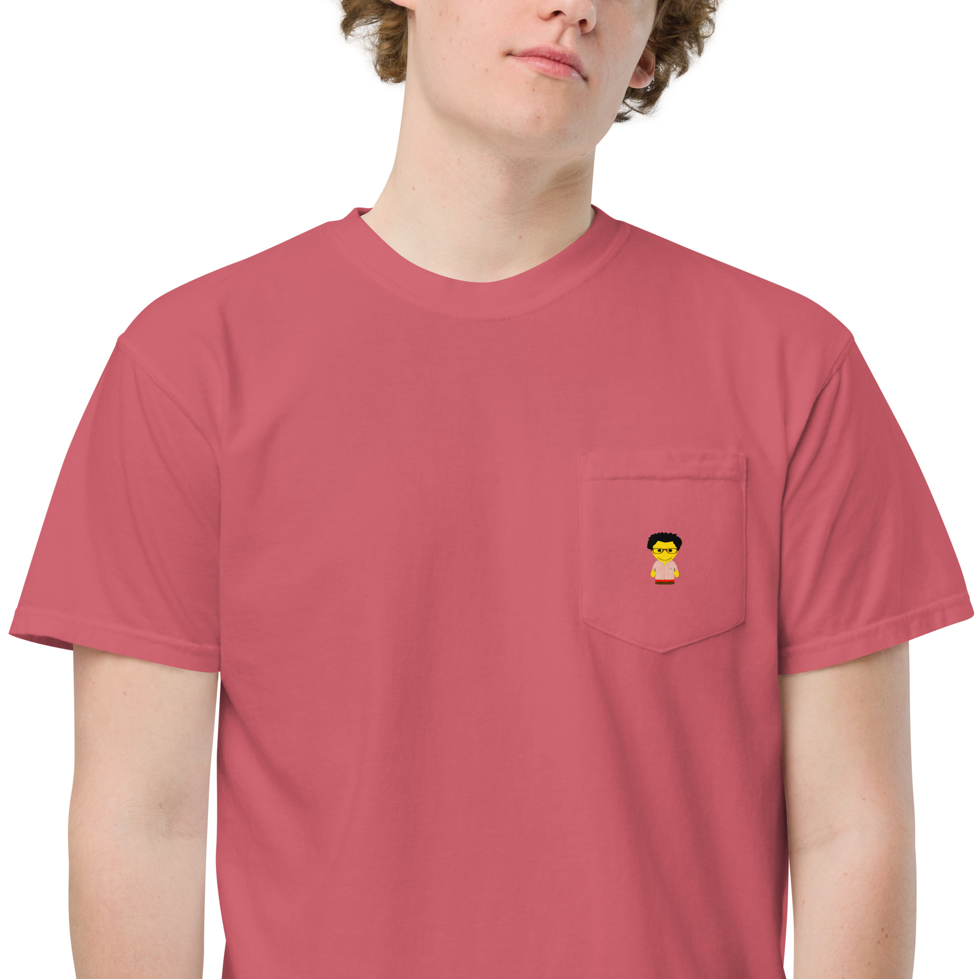 T-shirt teinté avec poche unisexe (CHECAR-LOGCC2-BEIRED1) – Image 43