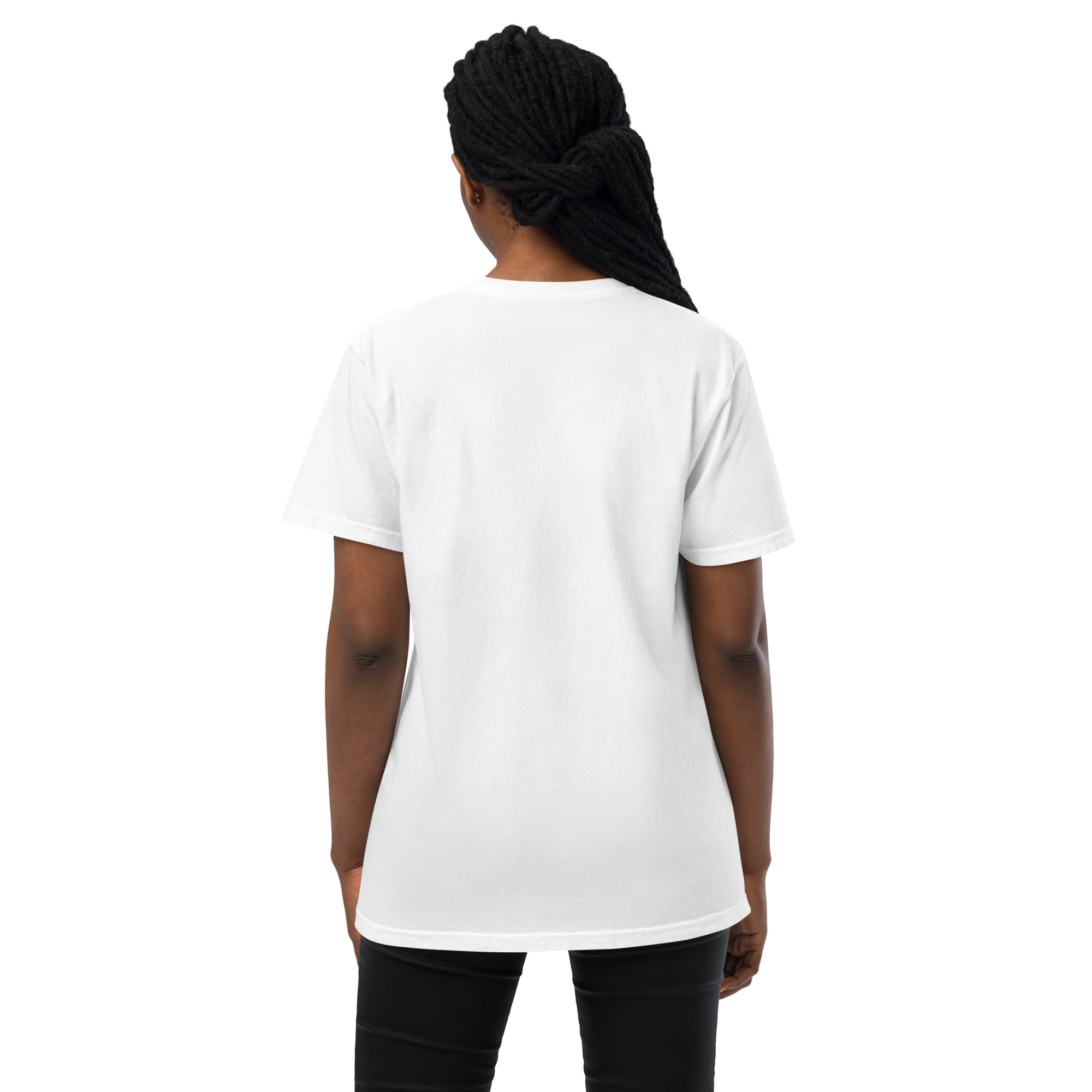 T-shirt teinté avec poche unisexe (CHECAR-LOGCC1-BLUVER2) – Image 48