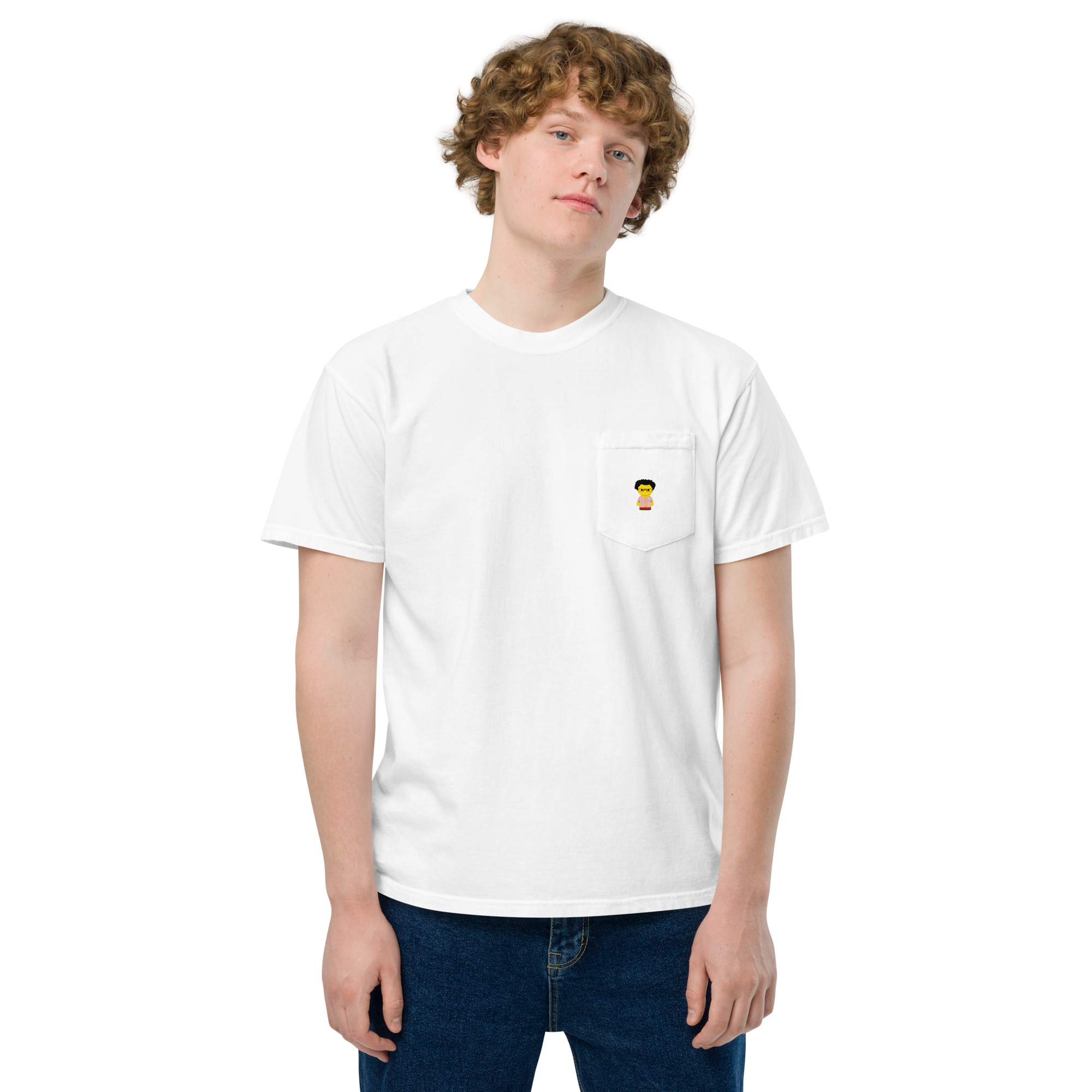 T-shirt teinté avec poche unisexe (CHECAR-LOGCC2-BEIRED1)