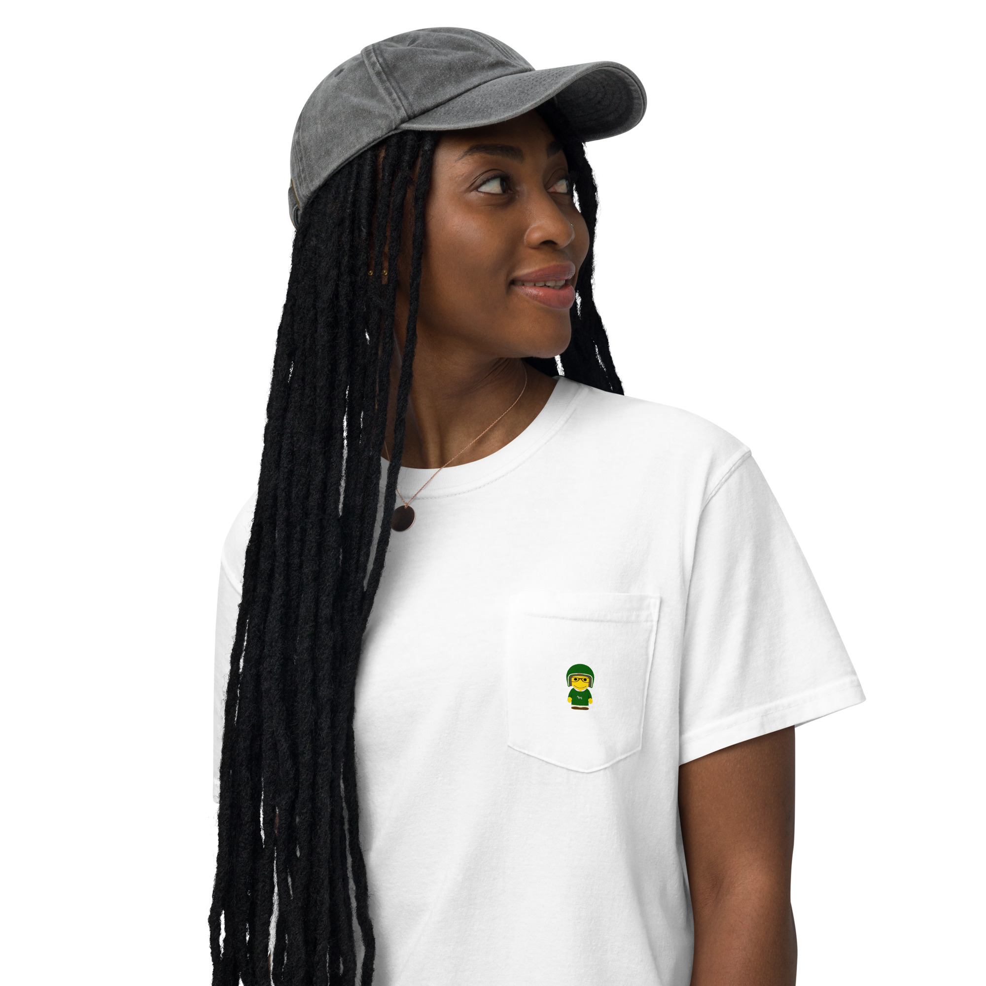 T-shirt teinté avec poche unisexe (CORBIK-LOGSAP-ROS001)