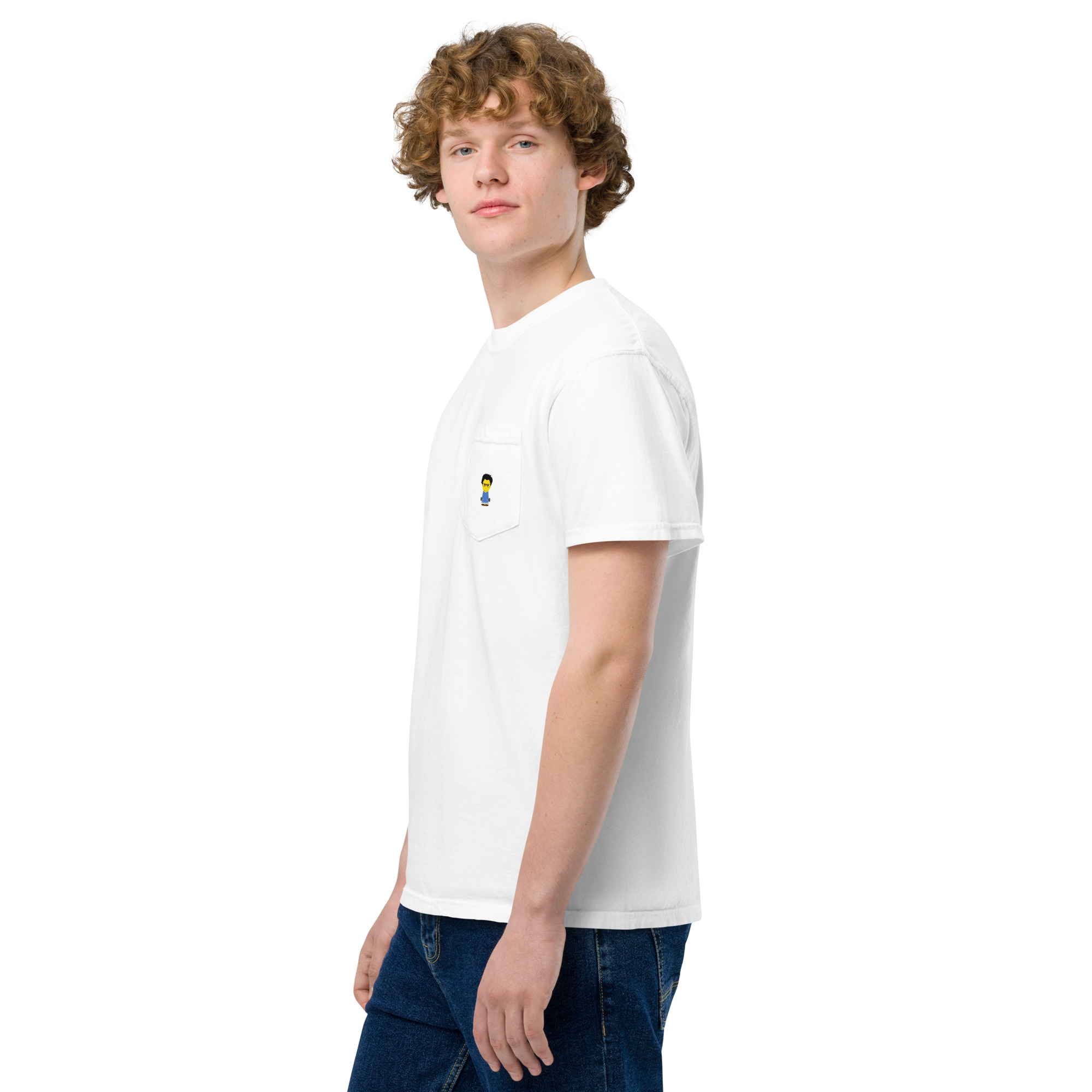 T-shirt teinté avec poche unisexe (COLCC2-LOG001-CIE001) – Image 78