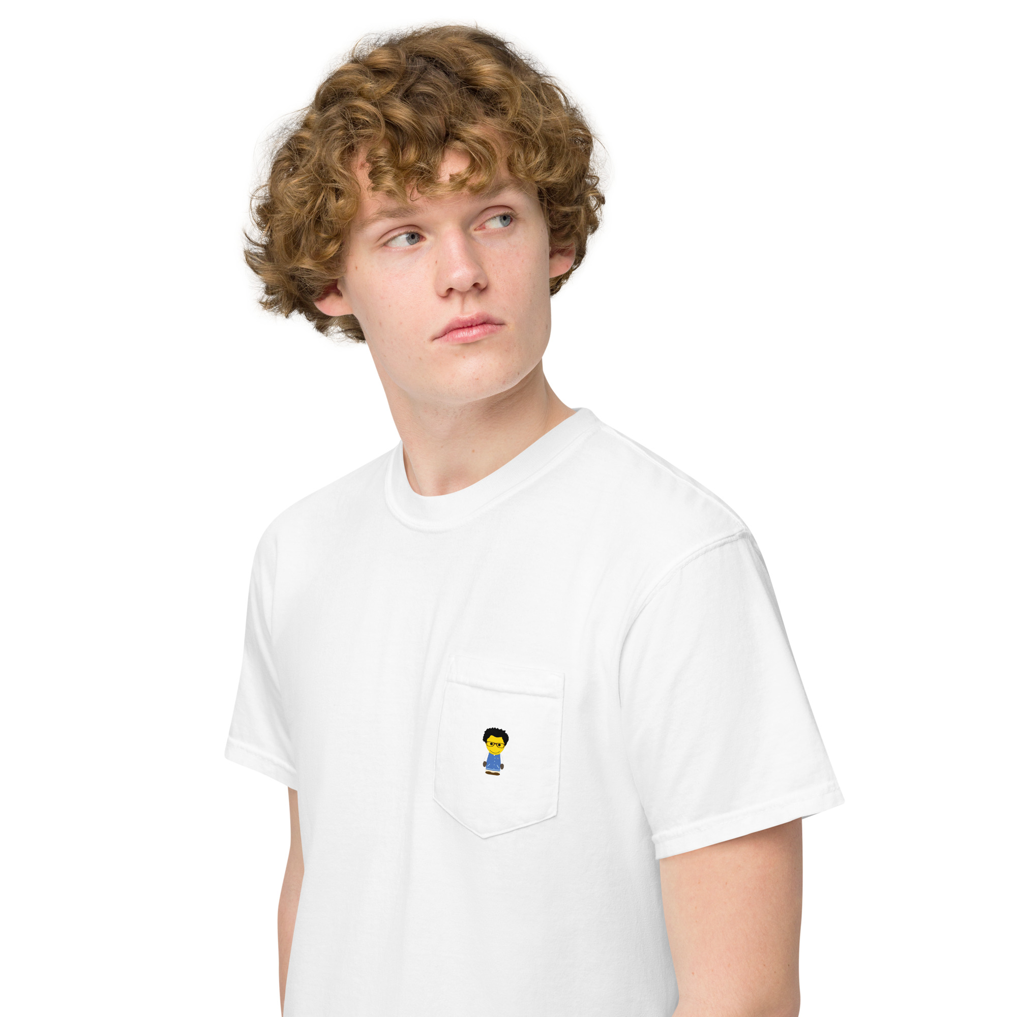 T-shirt teinté avec poche unisexe (COLCC2-LOG001-CIE001) – Image 76