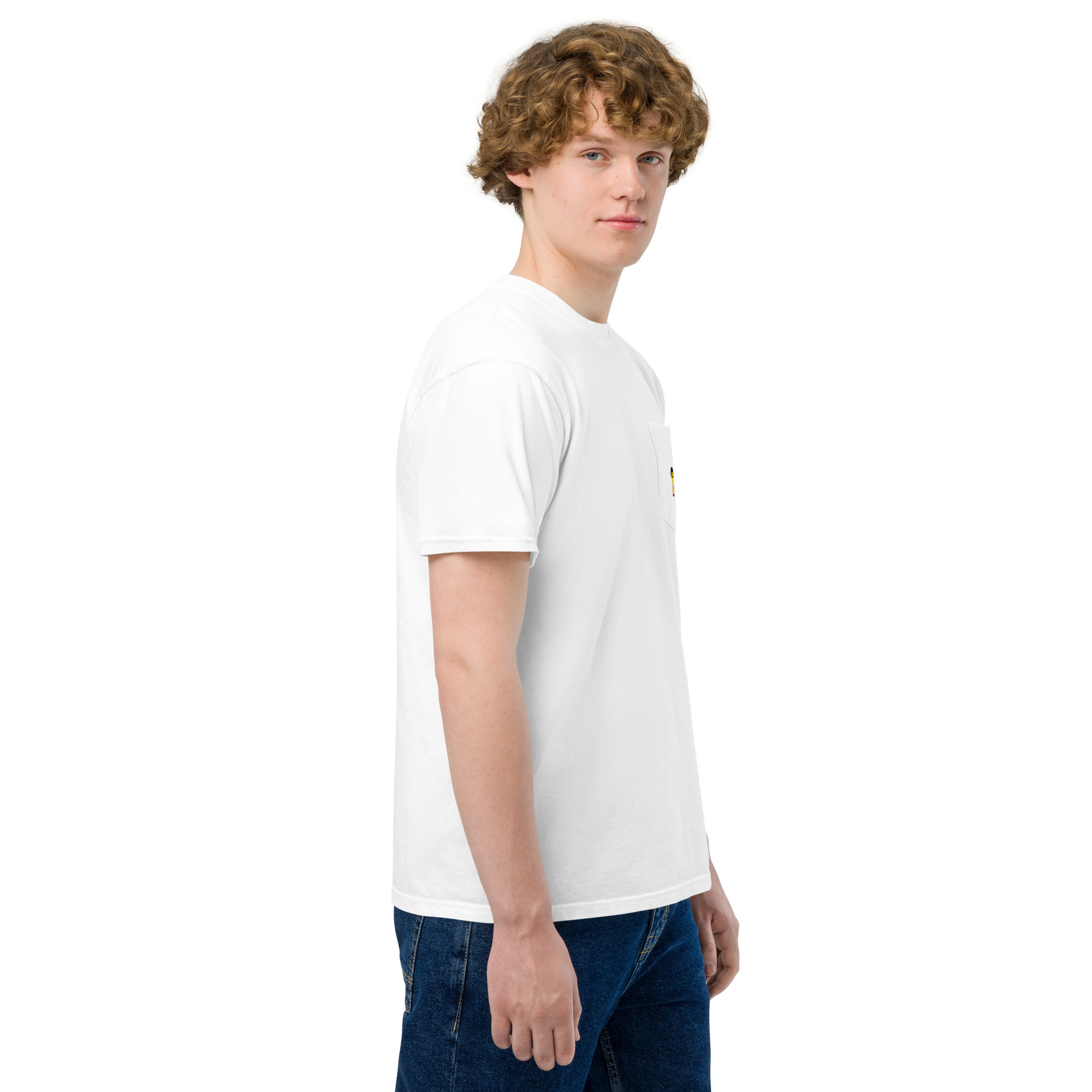 T-shirt teinté avec poche unisexe (CHECAR-LOGCC2-BEIRED1) – Image 79