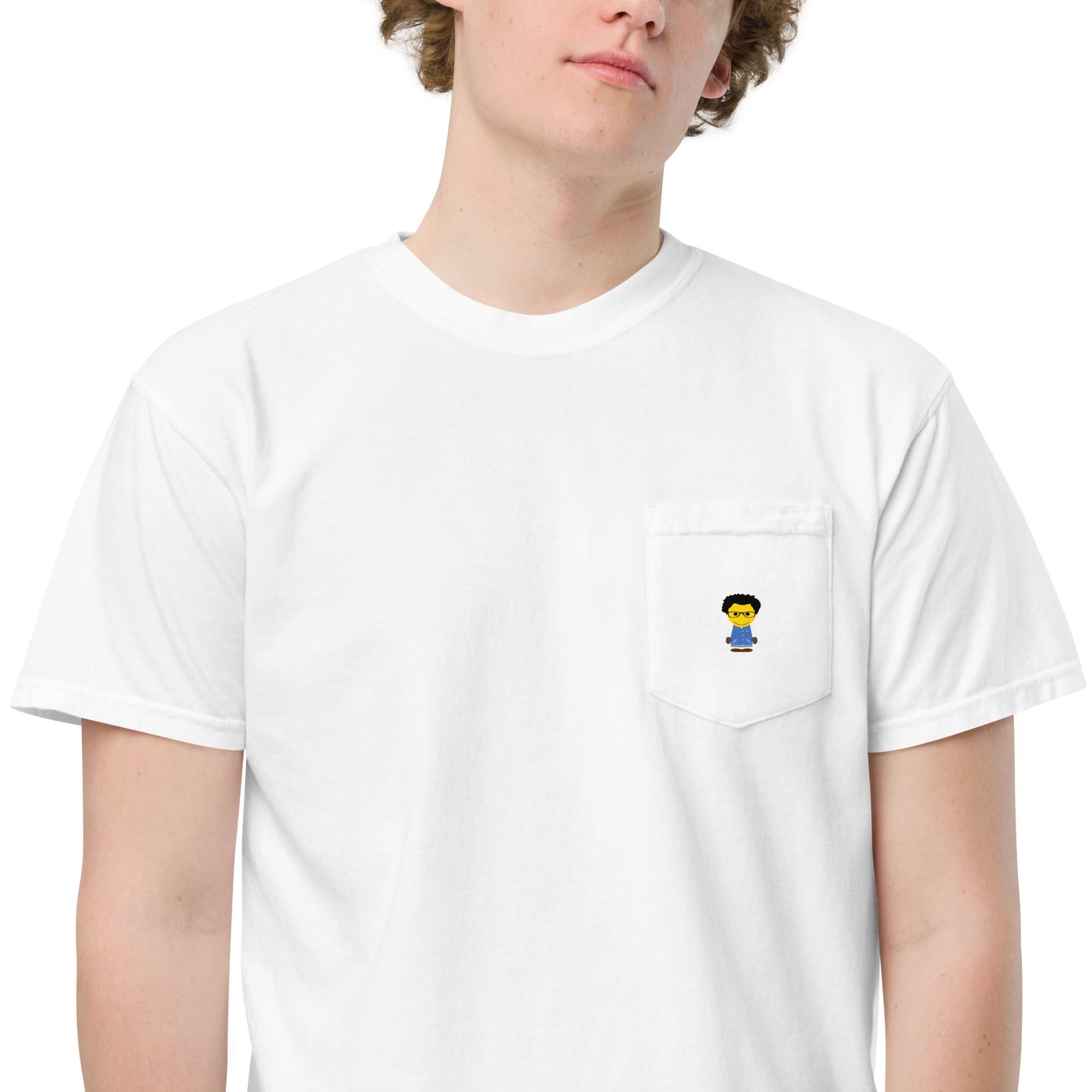 T-shirt teinté avec poche unisexe (COLCC2-LOG001-CIE001) – Image 74