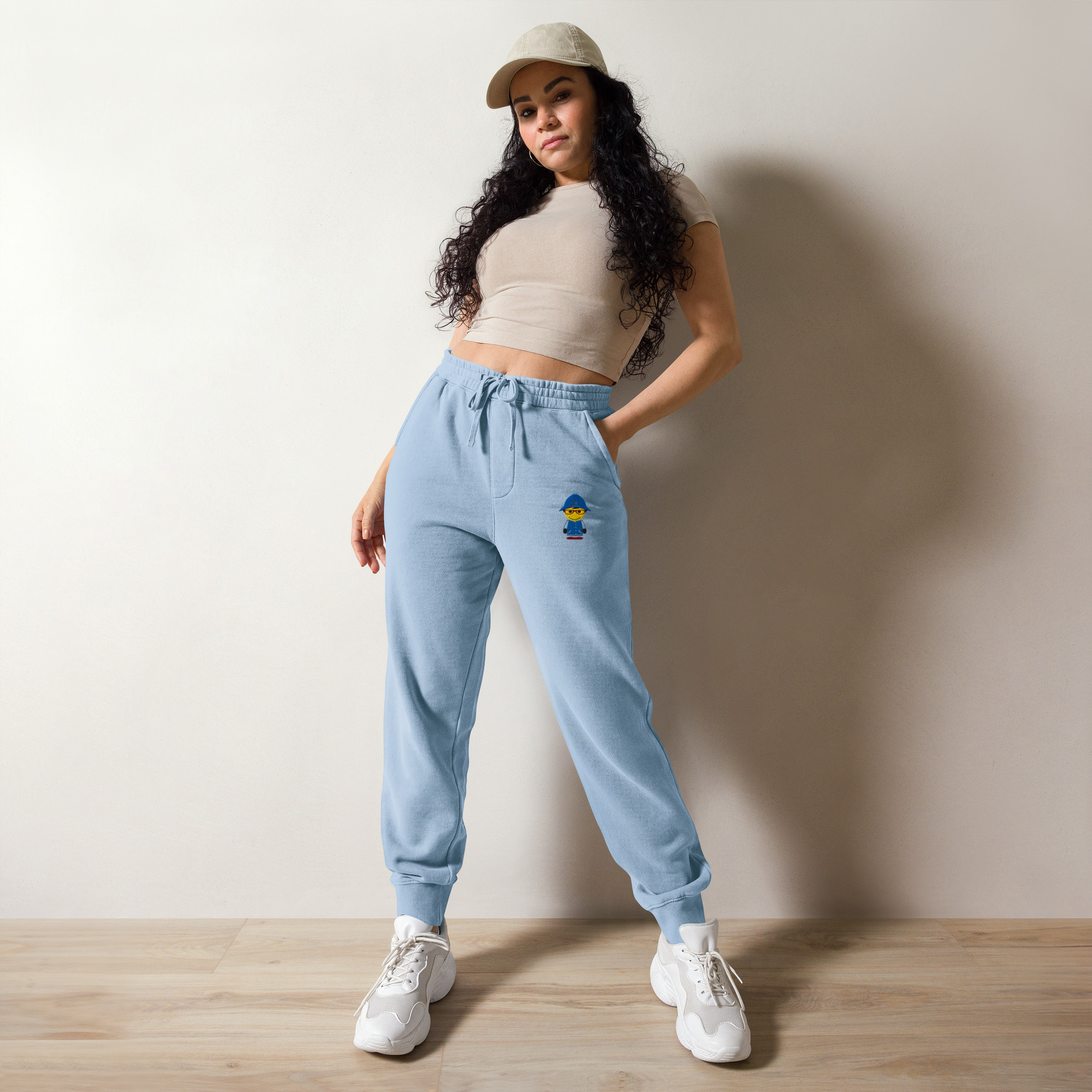 Pantalon de sport teint par pigment (COLBOB-LOG001-BLU001)