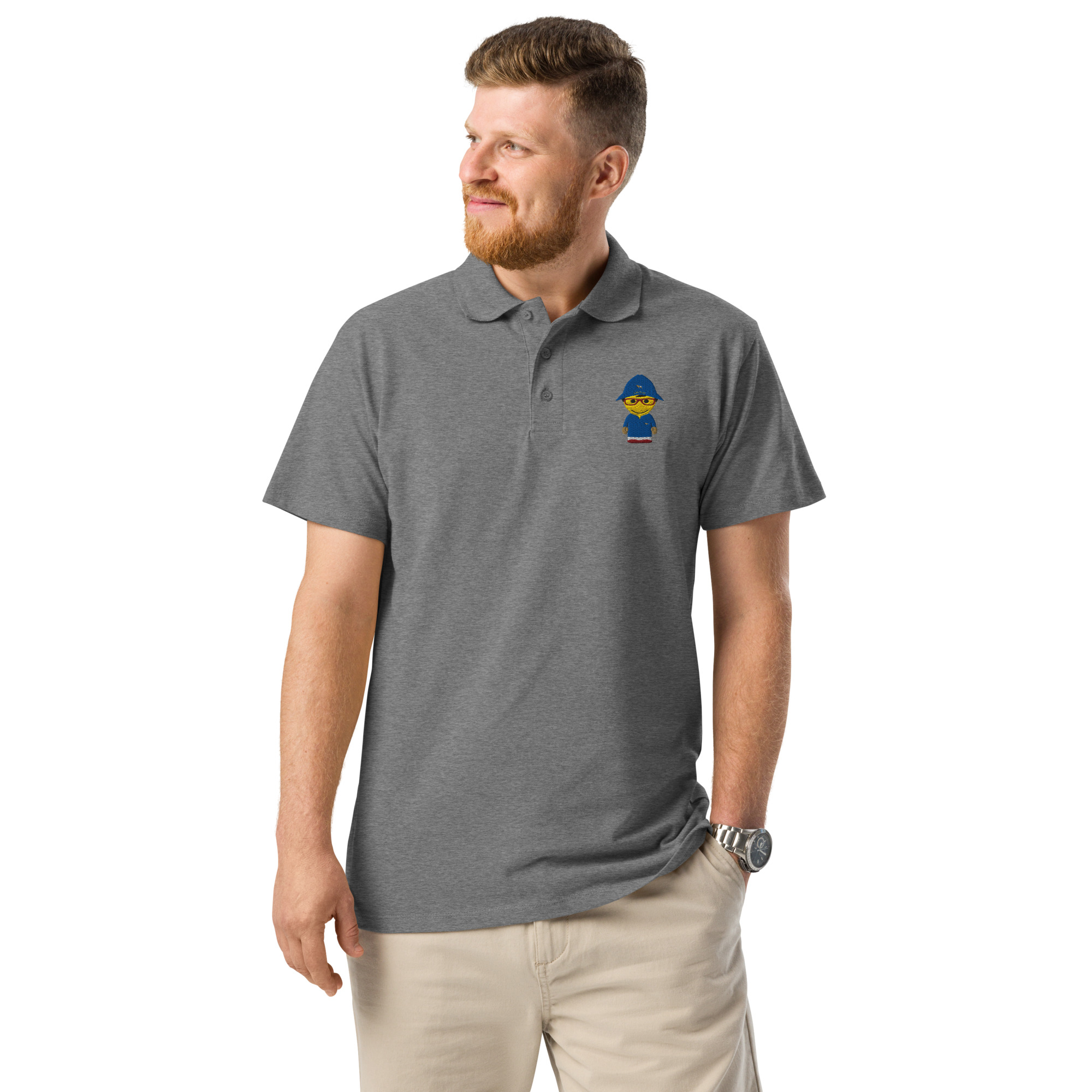 Polo piqué premium unisexe (FORNAV-LOGBOB-BLU001)