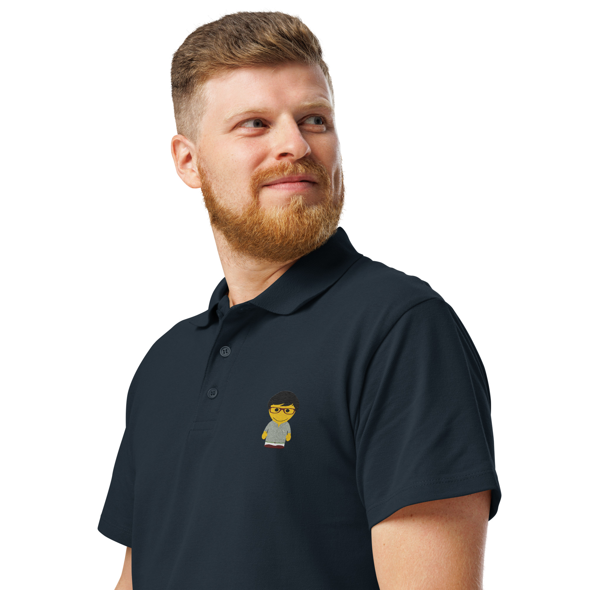 Polo piqué premium unisexe (CHECAR-LOGCC1-BLUVER4)