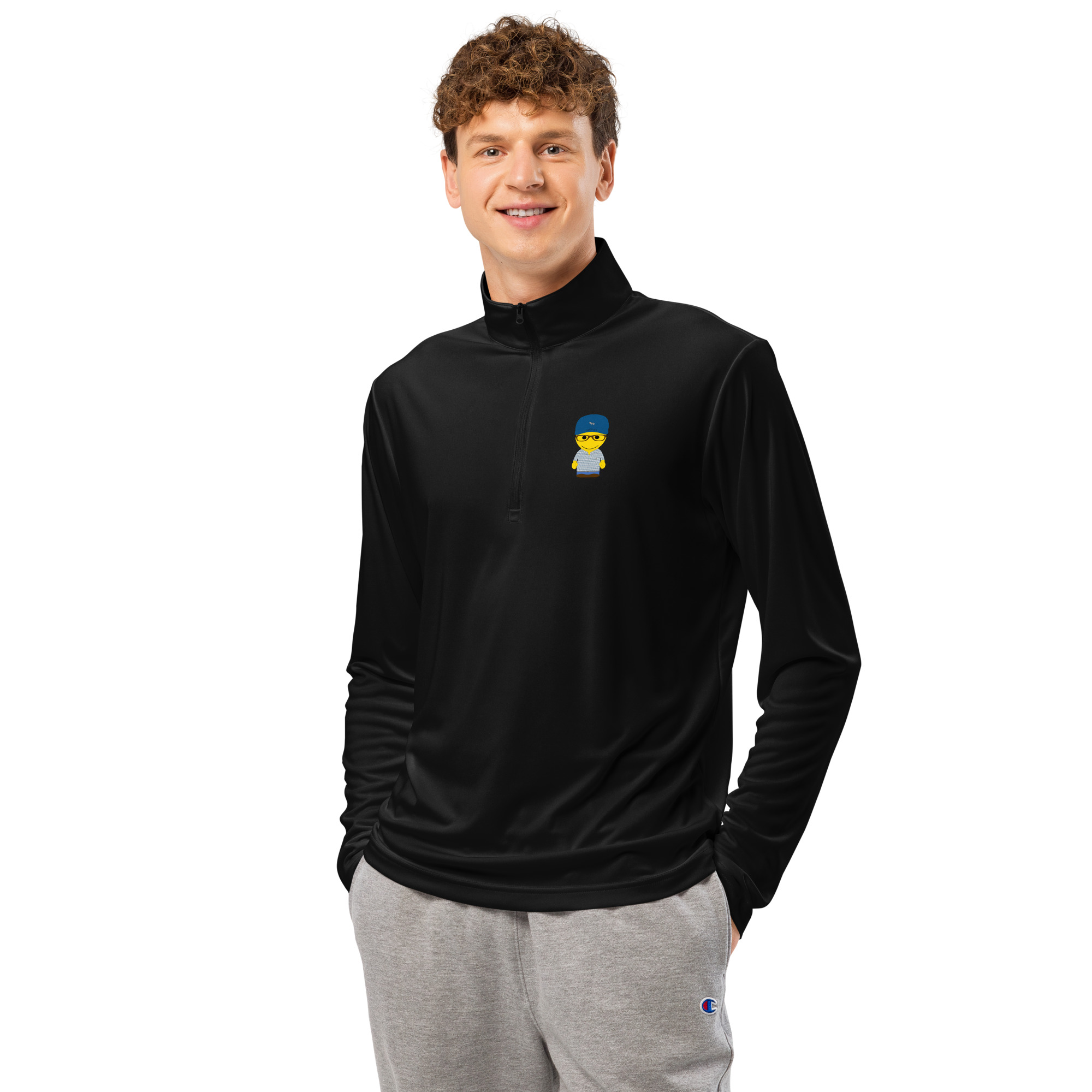 Pull à demi-zip léger (CHECAR-LOGCAP-BLUGRE1)