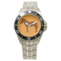 Montre sport acier orange et marron par Zazzle