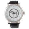 Montre classique noire logo gris pour homme par Zazzle