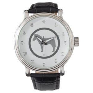 Montre classique noire logo gris pour homme par Zazzle