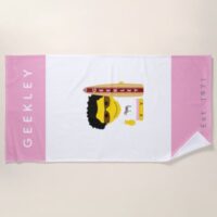 Serviette de plage GEEKLEY surfeur rose