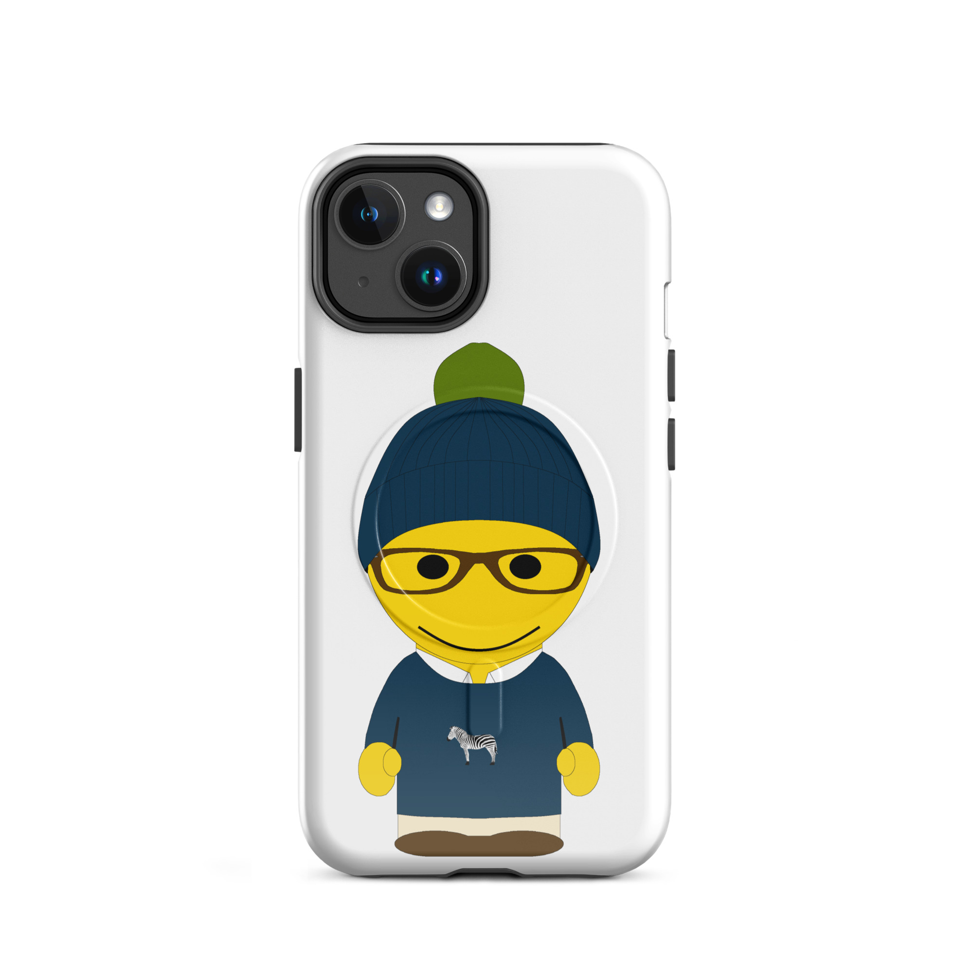 Coque iPhone® (MagSafe®) - pull col rond marine - Fitzgerald