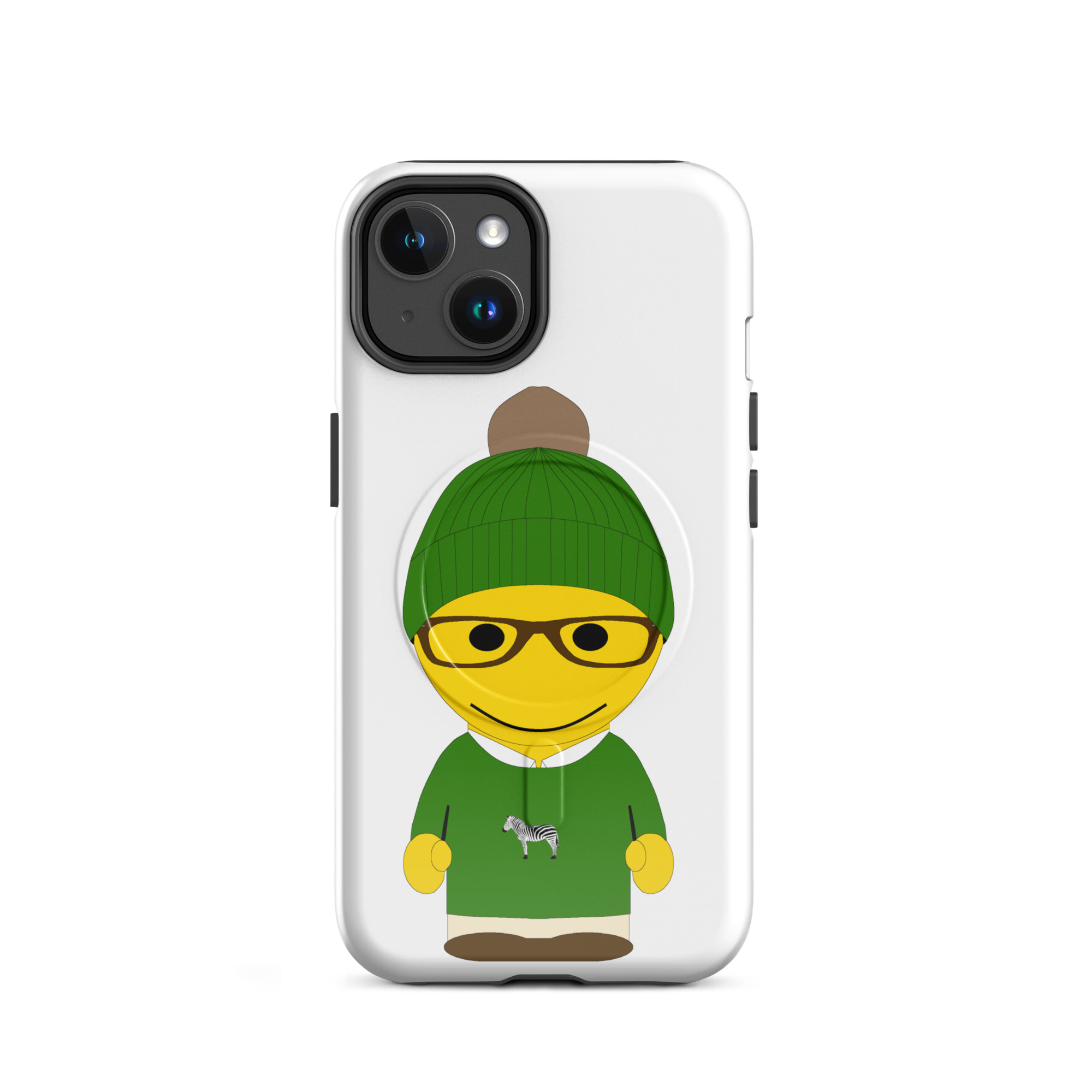 Coque iPhone® (MagSafe®) - sweatshirt noir - Alistair - polo blanc